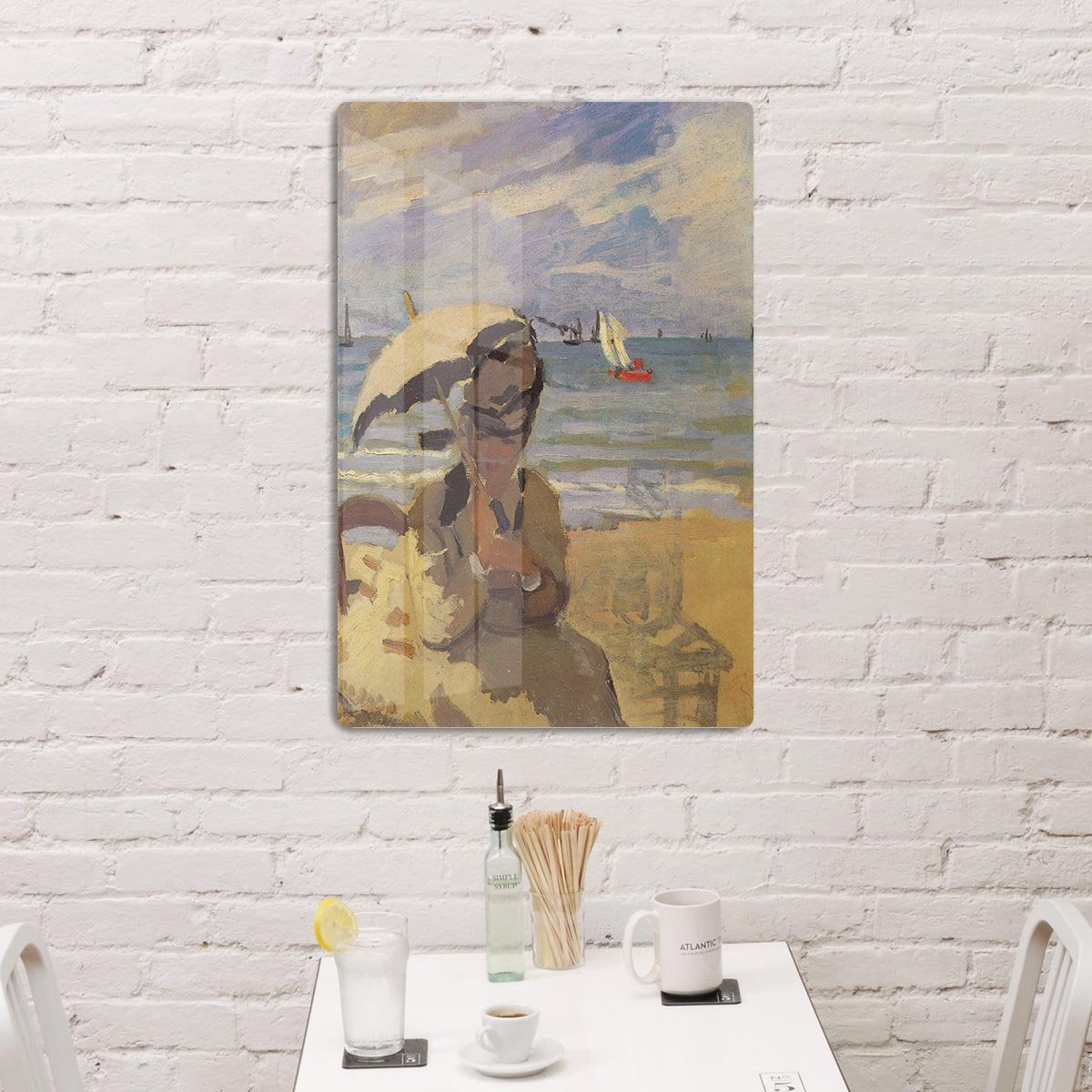 Camille Monet on the beach at Trouville by Monet HD Metal Print