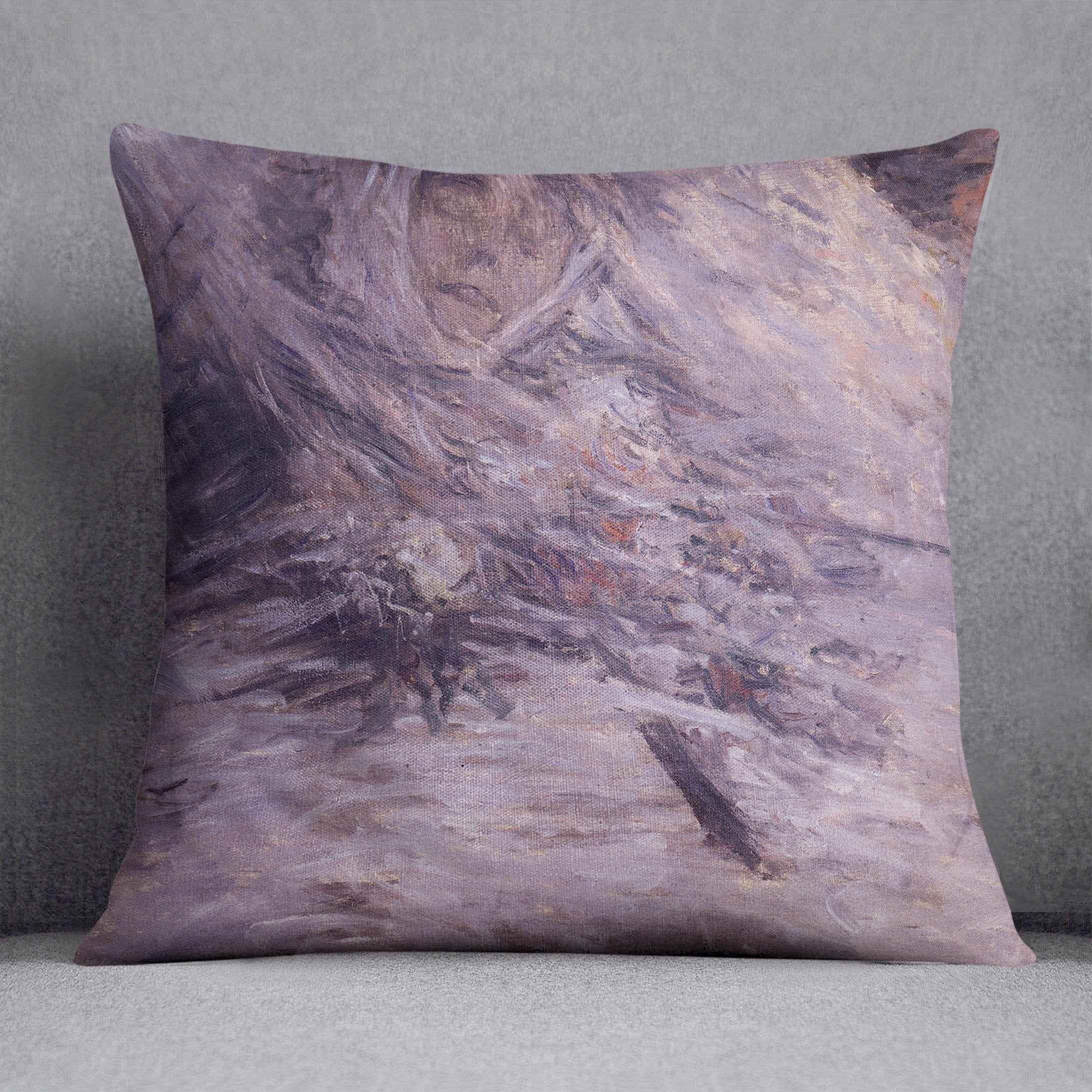 Camille Monet sur son lit de mort by Monet Throw Pillow