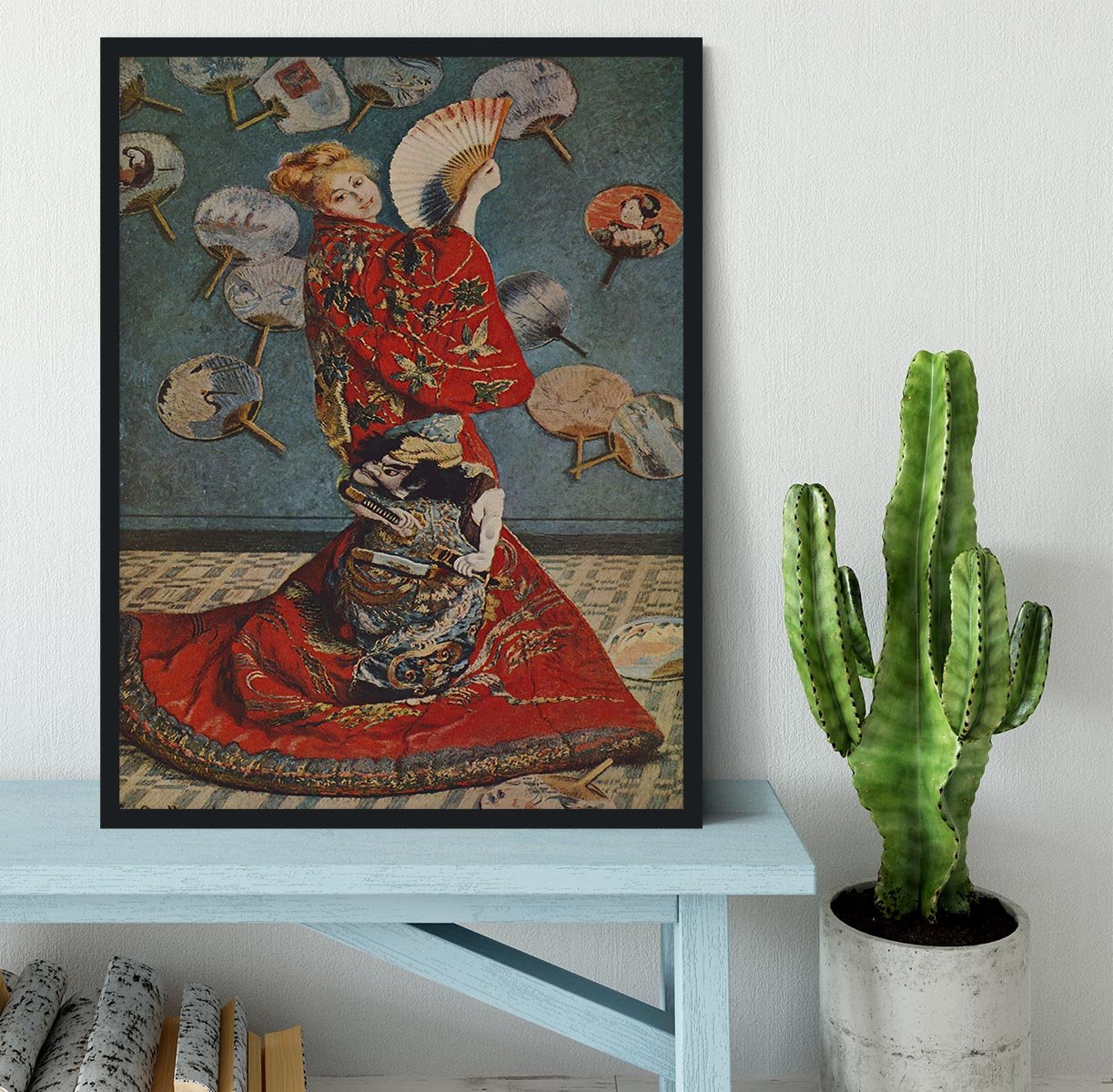 Camille in Japanese dress by Monet Framed Print - Canvas Art Rocks - 2