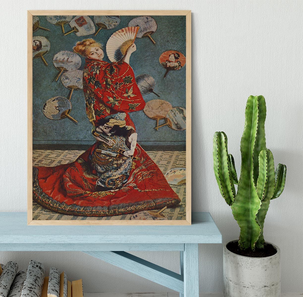Camille in Japanese dress by Monet Framed Print - Canvas Art Rocks - 4
