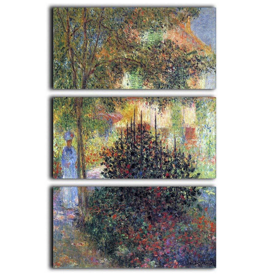 Camille in the garden of the house in Argenteuil by Monet 3 Split Panel Canvas Print - Canvas Art Rocks - 1