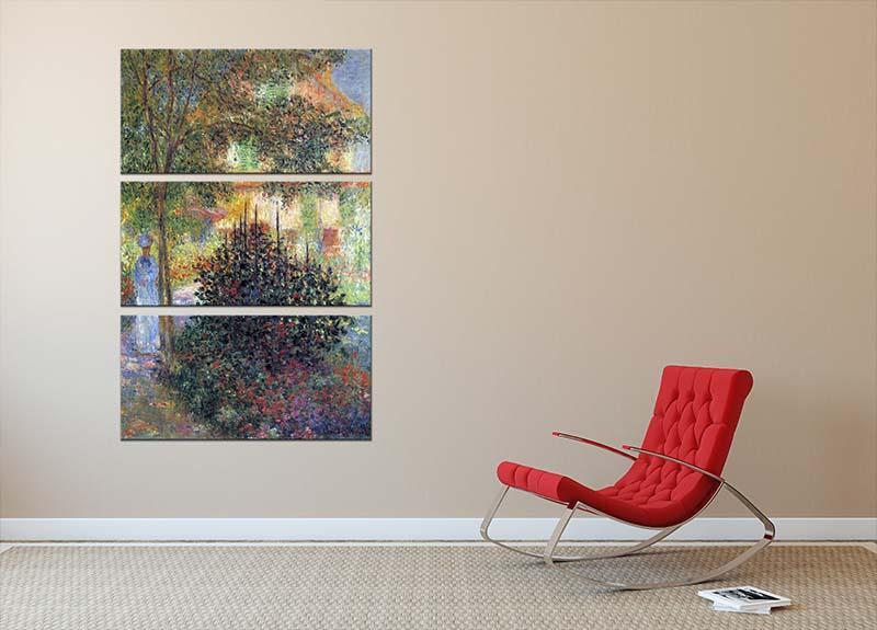 Camille in the garden of the house in Argenteuil by Monet 3 Split Panel Canvas Print - Canvas Art Rocks - 2