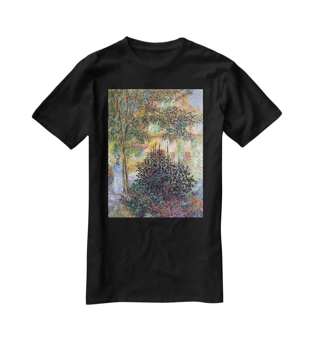Camille in the garden of the house in Argenteuil by Monet T-Shirt - Canvas Art Rocks - 1