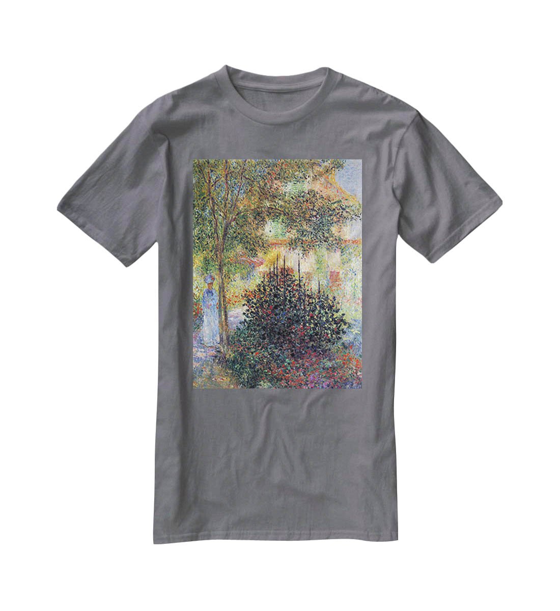 Camille in the garden of the house in Argenteuil by Monet T-Shirt - Canvas Art Rocks - 3