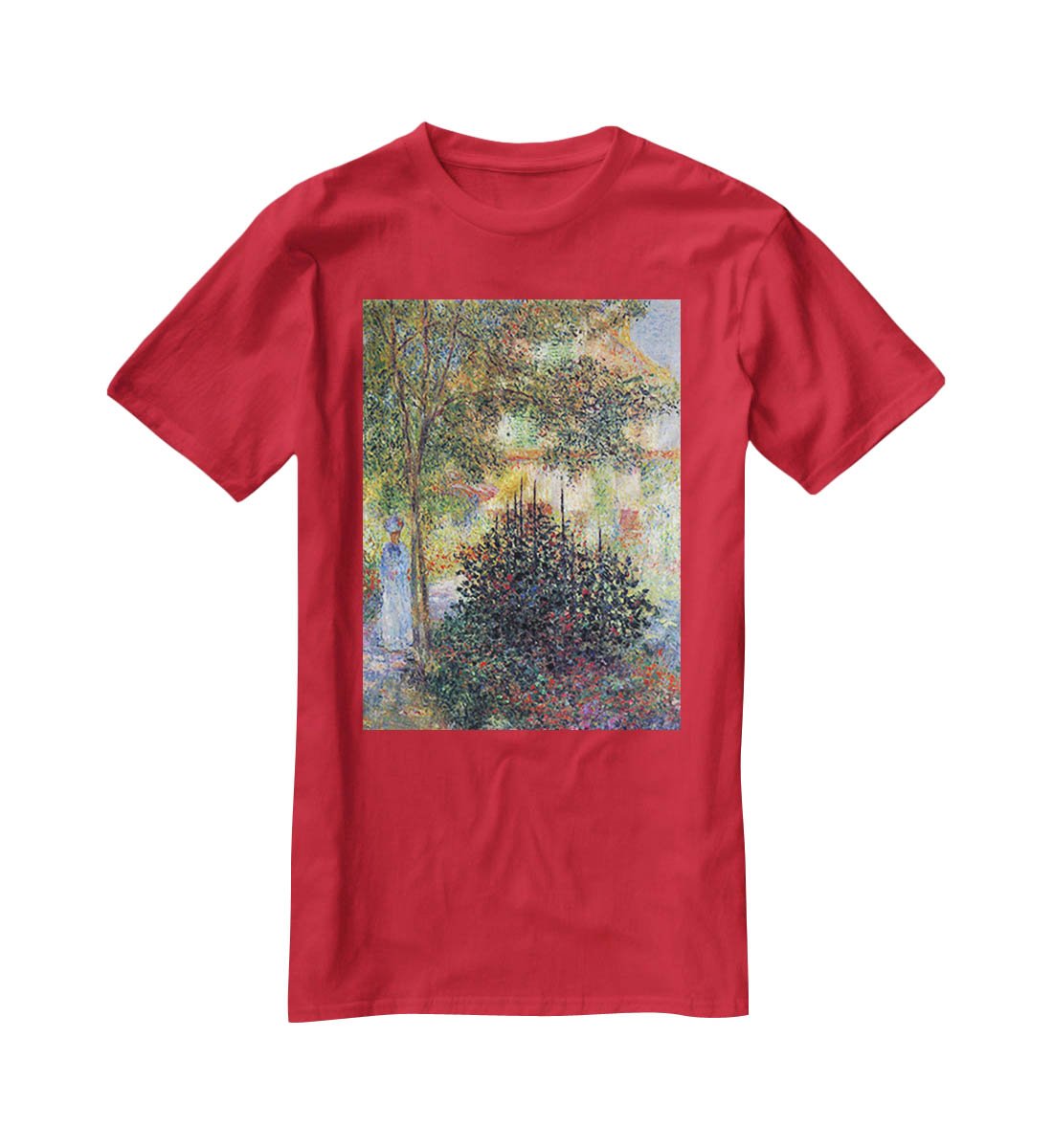 Camille in the garden of the house in Argenteuil by Monet T-Shirt - Canvas Art Rocks - 4