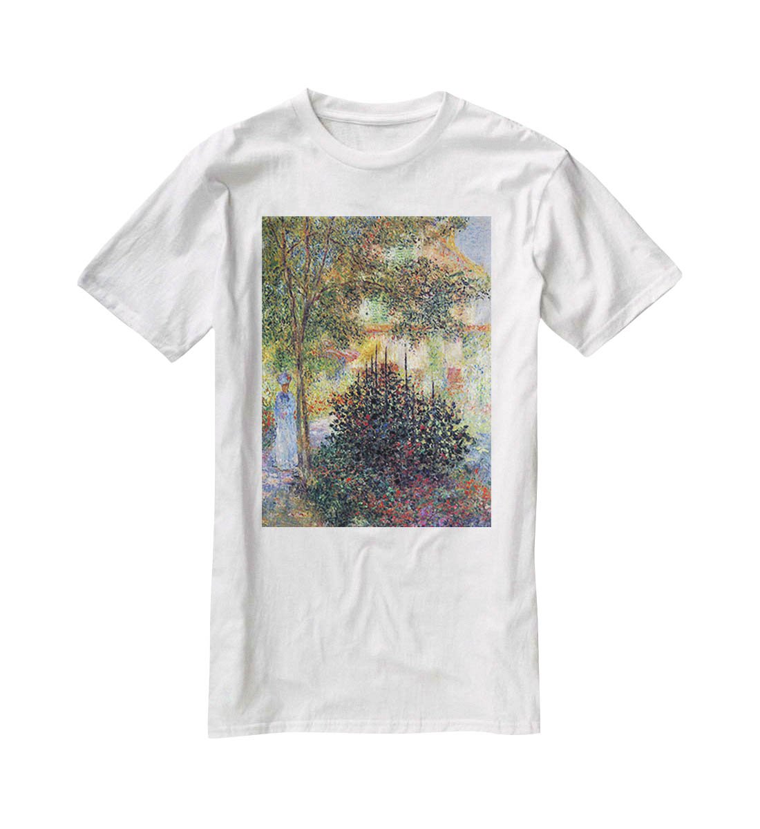 Camille in the garden of the house in Argenteuil by Monet T-Shirt - Canvas Art Rocks - 5