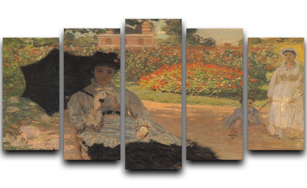 Camille in the garden with Jean and his nanny by Monet 5 Split Panel Canvas  - Canvas Art Rocks - 1