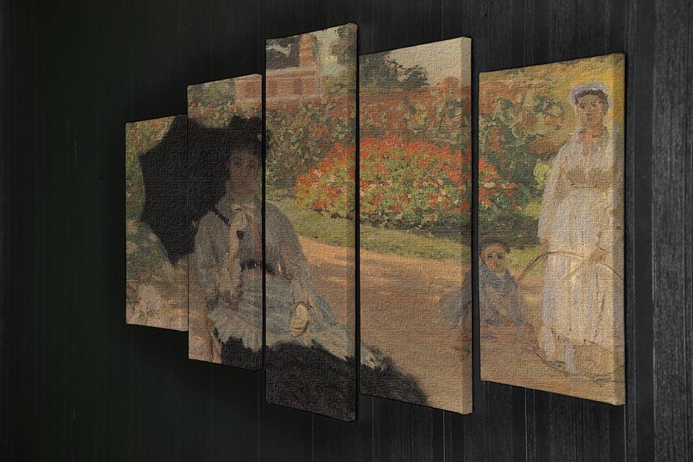 Camille in the garden with Jean and his nanny by Monet 5 Split Panel Canvas - Canvas Art Rocks - 2