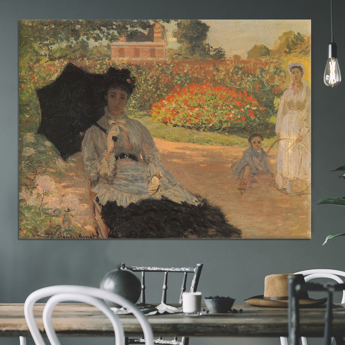 Camille in the garden with Jean and his nanny by Monet Canvas Print or Poster