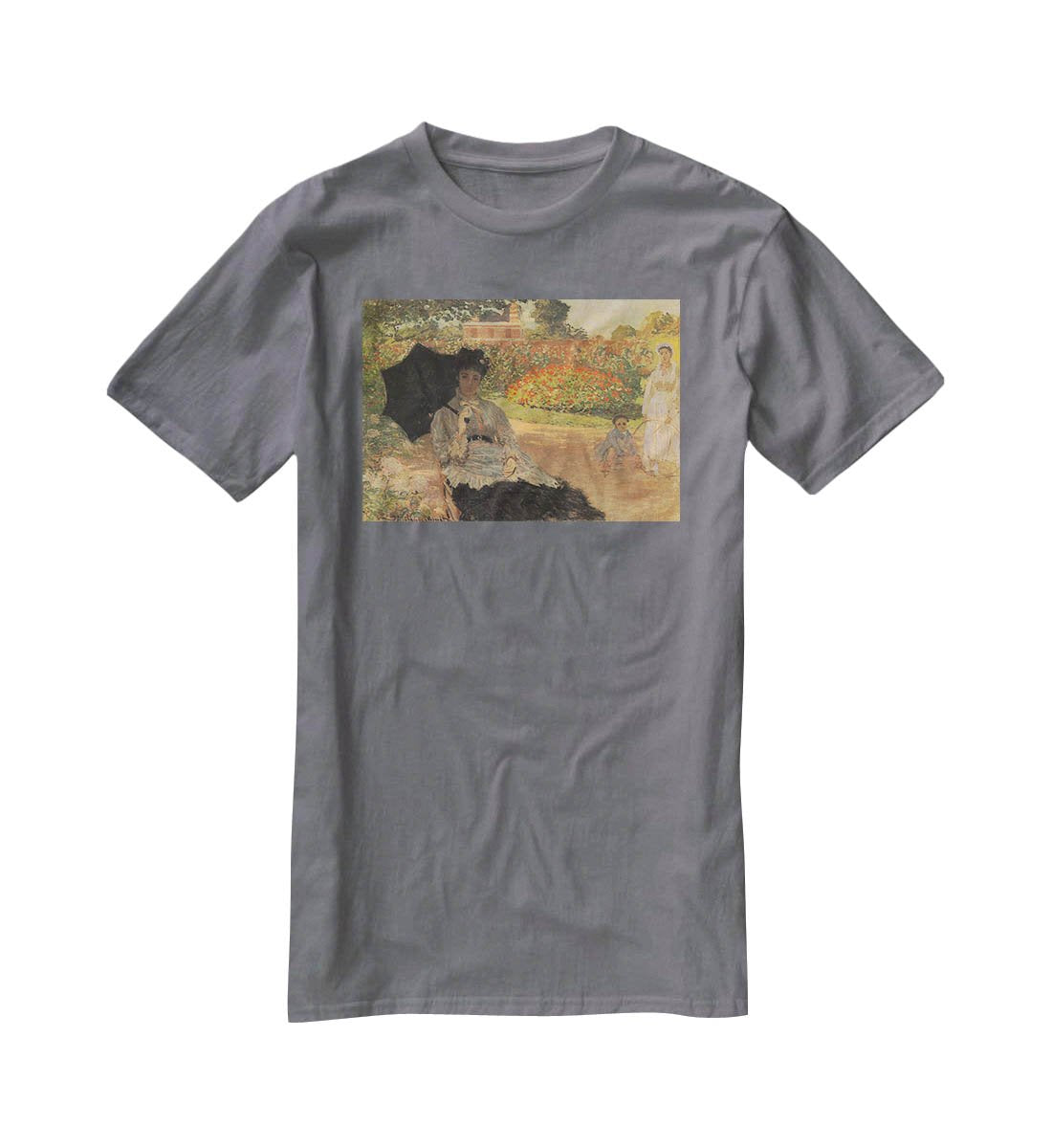 Camille in the garden with Jean and his nanny by Monet T-Shirt - Canvas Art Rocks - 3