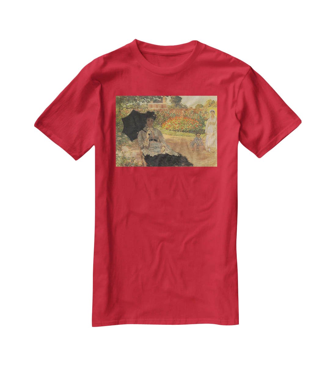 Camille in the garden with Jean and his nanny by Monet T-Shirt - Canvas Art Rocks - 4