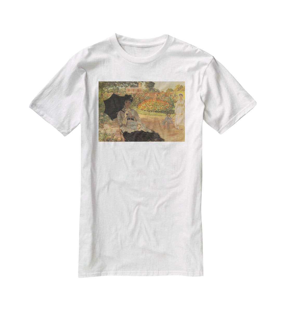 Camille in the garden with Jean and his nanny by Monet T-Shirt - Canvas Art Rocks - 5