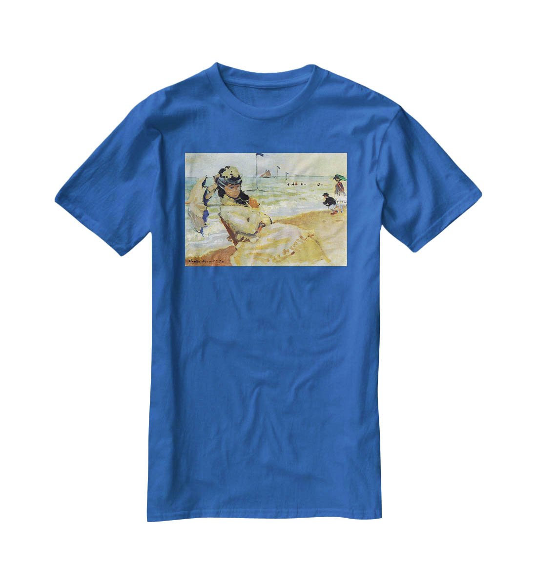 Camille on the beach at Trouville by Monet T-Shirt - Canvas Art Rocks - 2
