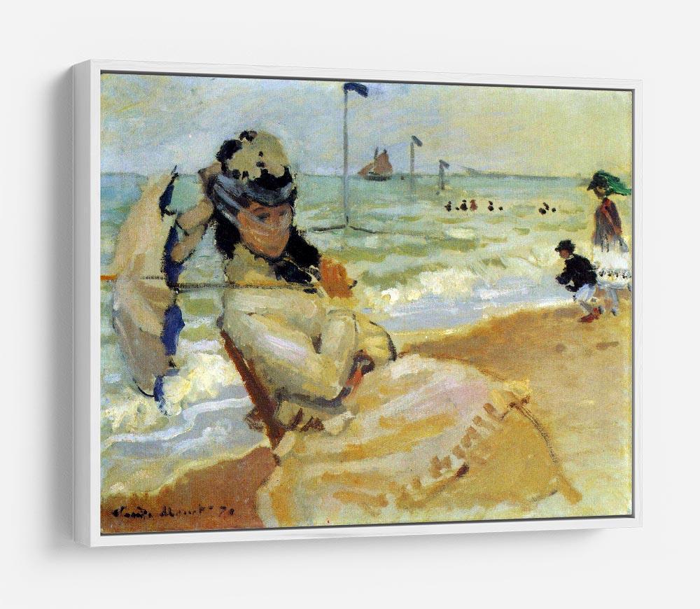 Camille on the beach at Trouville by Monet HD Metal Print
