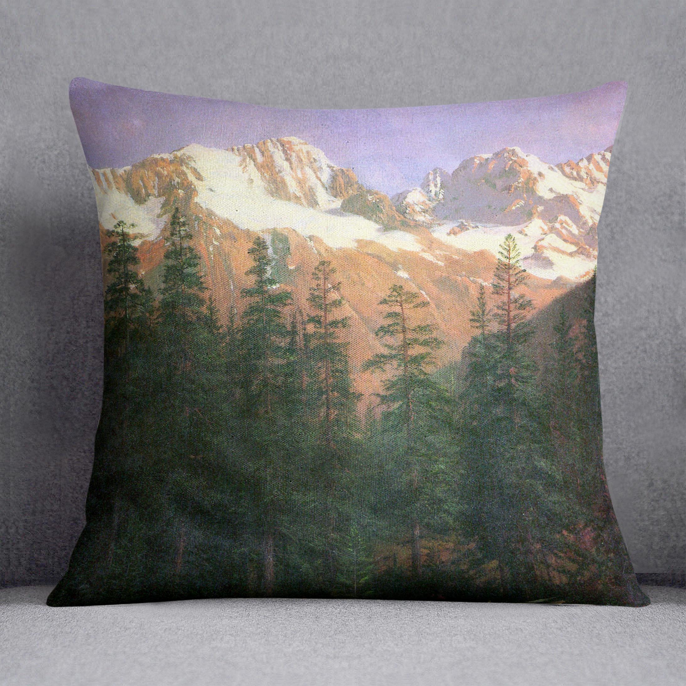 Canadian Rockies by Bierstadt Cushion - Canvas Art Rocks - 1