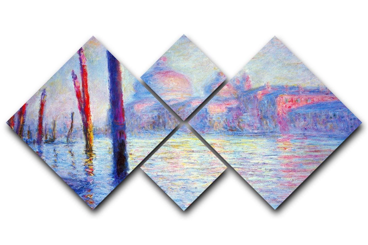 Canal Grand by Monet 4 Square Multi Panel Canvas  - Canvas Art Rocks - 1