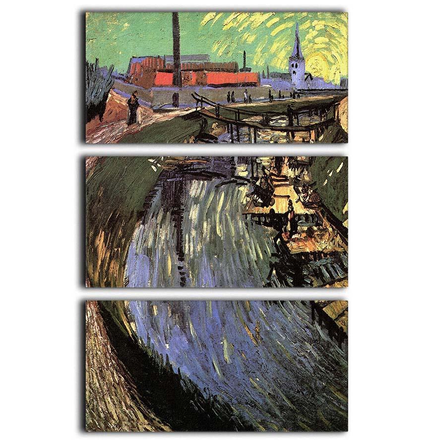 Canal with Women Washing by Van Gogh 3 Split Panel Canvas Print - Canvas Art Rocks - 1