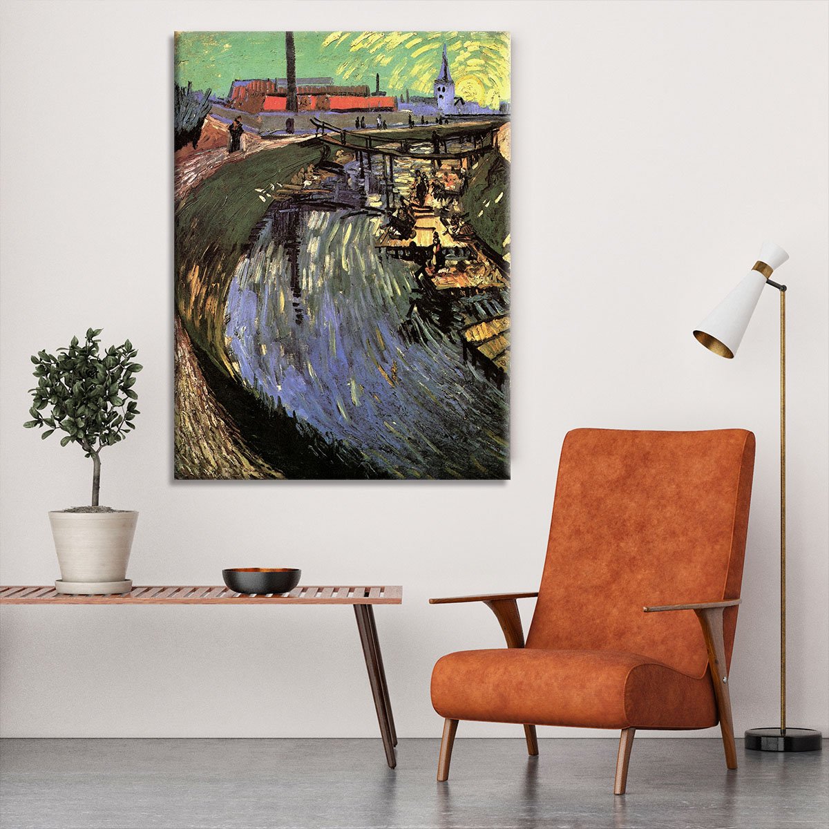 Canal with Women Washing by Van Gogh Canvas Print or Poster
