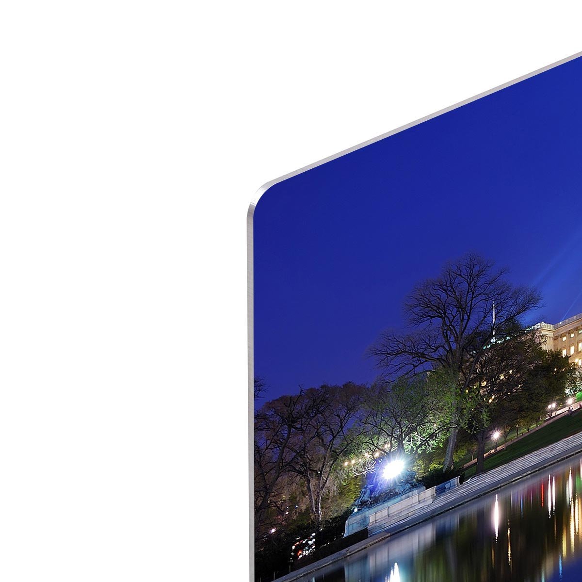 Capitol Hill Building at dusk with lake reflection HD Metal Print