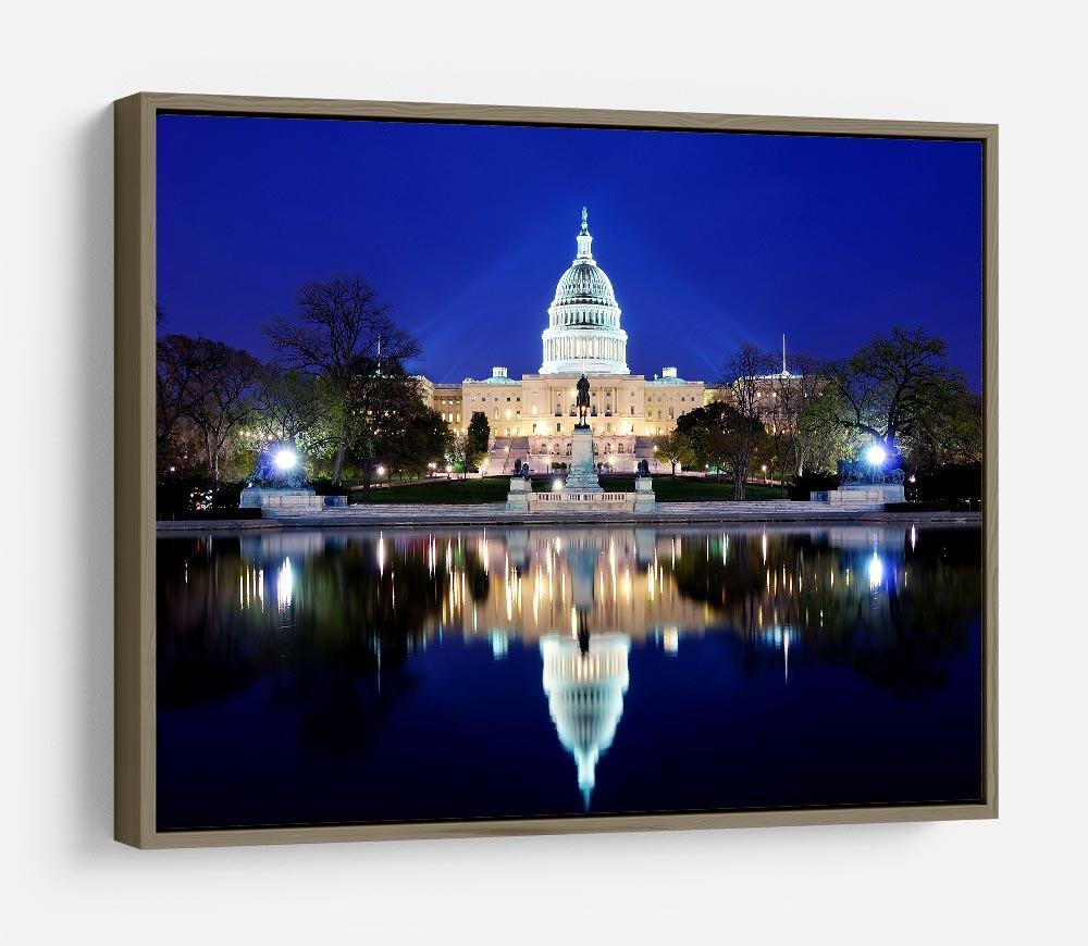 Capitol Hill Building at dusk with lake reflection HD Metal Print