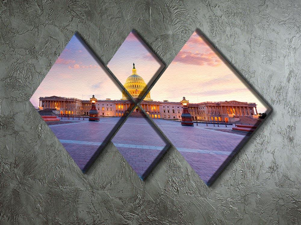 Capitol building sunset 4 Square Multi Panel Canvas  - Canvas Art Rocks - 2