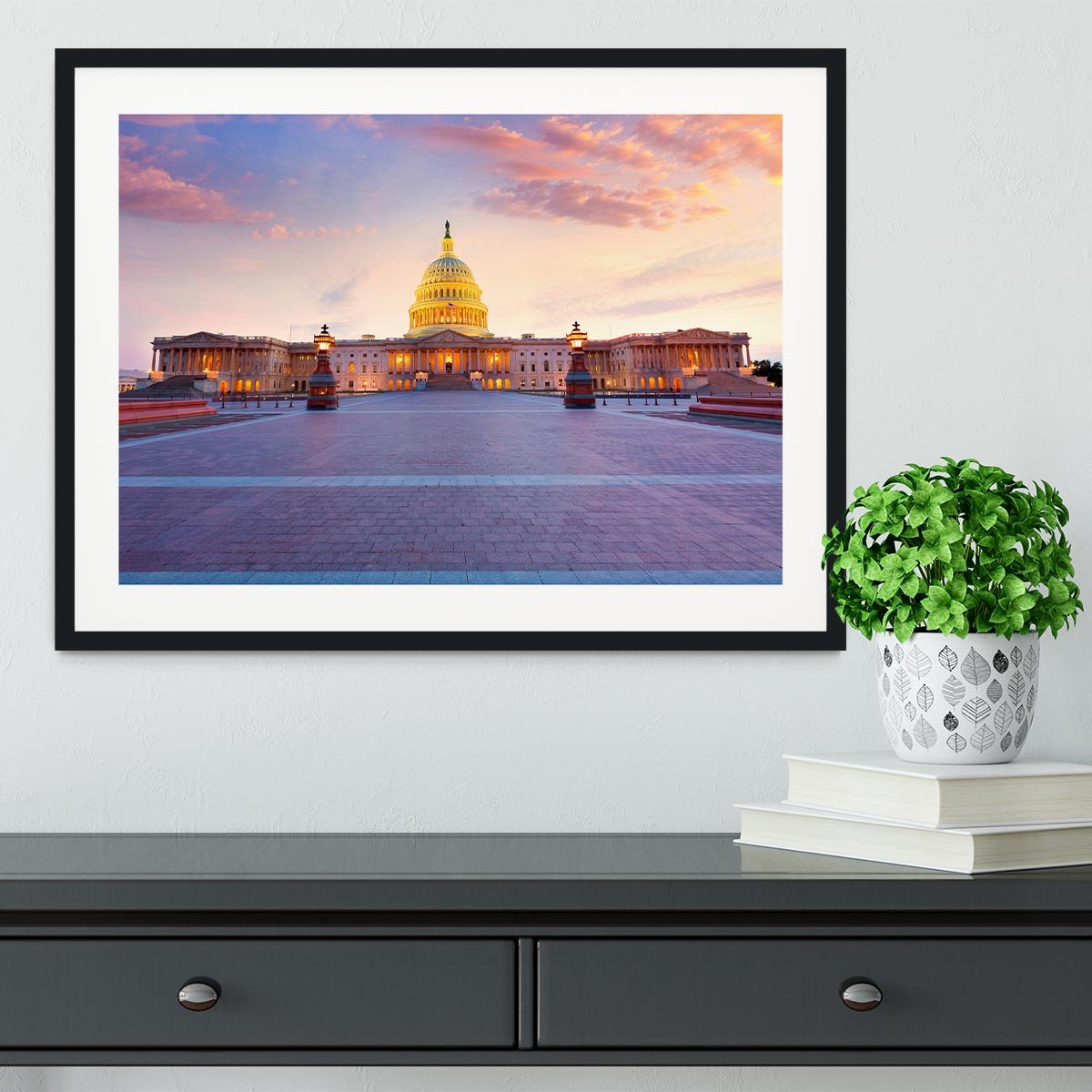 Capitol building sunset Framed Print - Canvas Art Rocks - 1