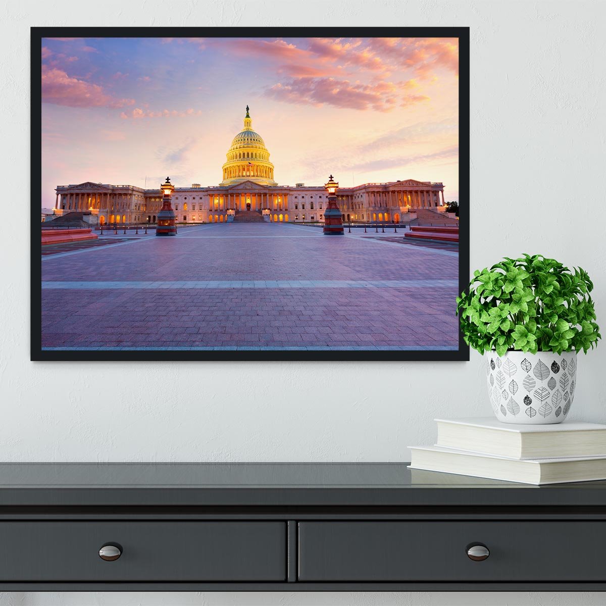Capitol building sunset Framed Print - Canvas Art Rocks - 2