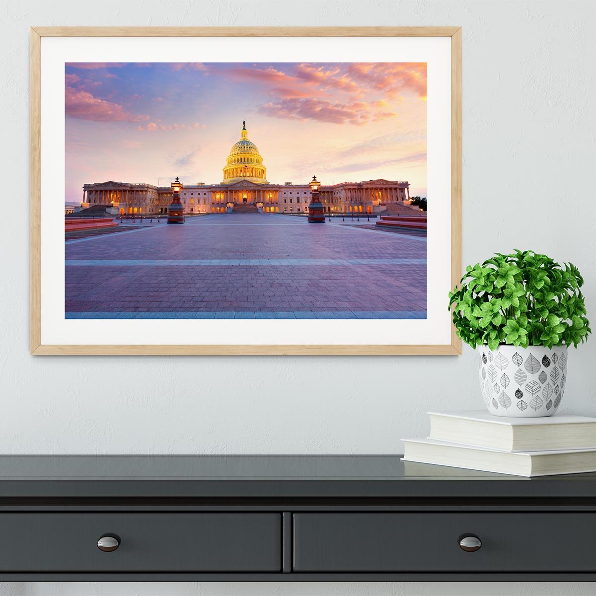 Capitol building sunset Framed Print - Canvas Art Rocks - 3