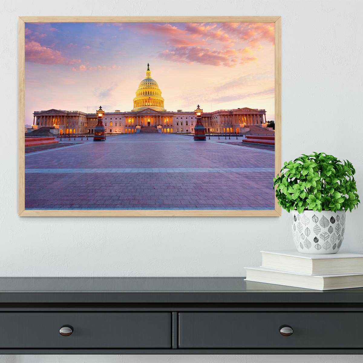 Capitol building sunset Framed Print - Canvas Art Rocks - 4
