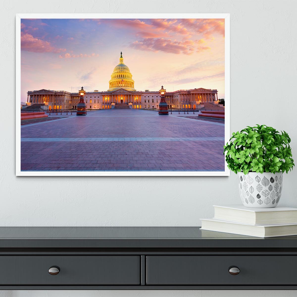 Capitol building sunset Framed Print - Canvas Art Rocks -6