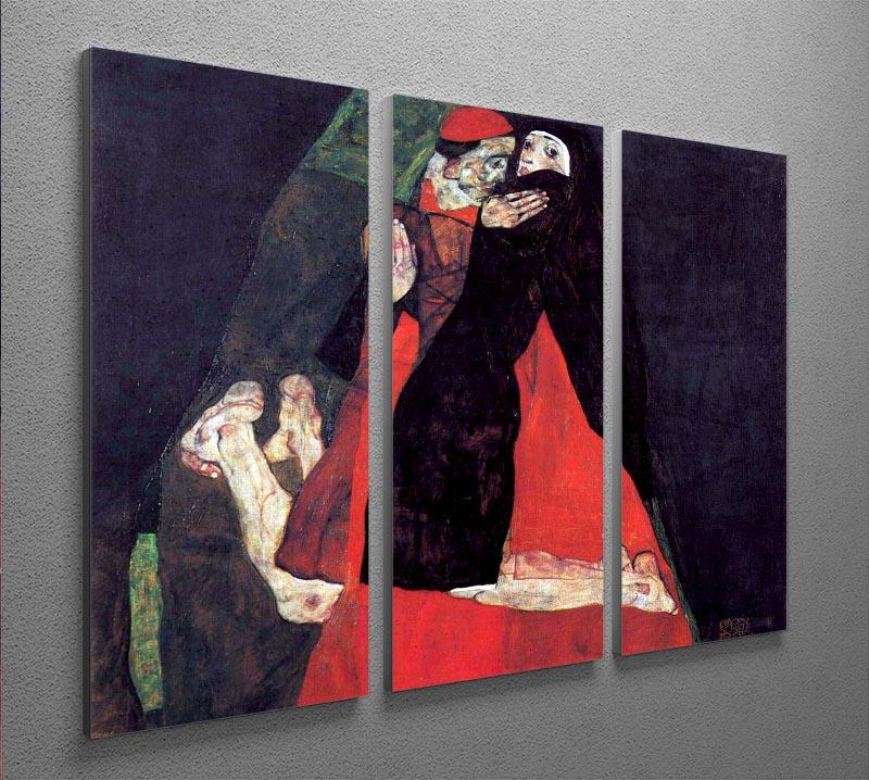 Cardinal and Nun or The caress by Egon Schiele 3 Split Panel Canvas Print - Canvas Art Rocks - 2