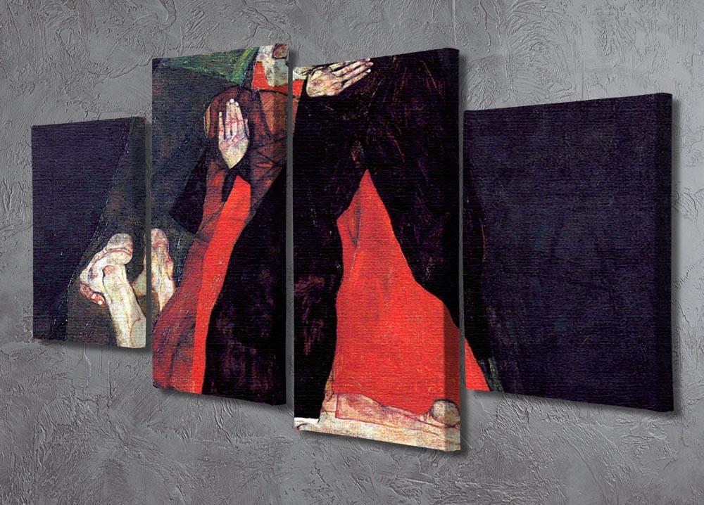 Cardinal and Nun or The caress by Egon Schiele 4 Split Panel Canvas - Canvas Art Rocks - 2