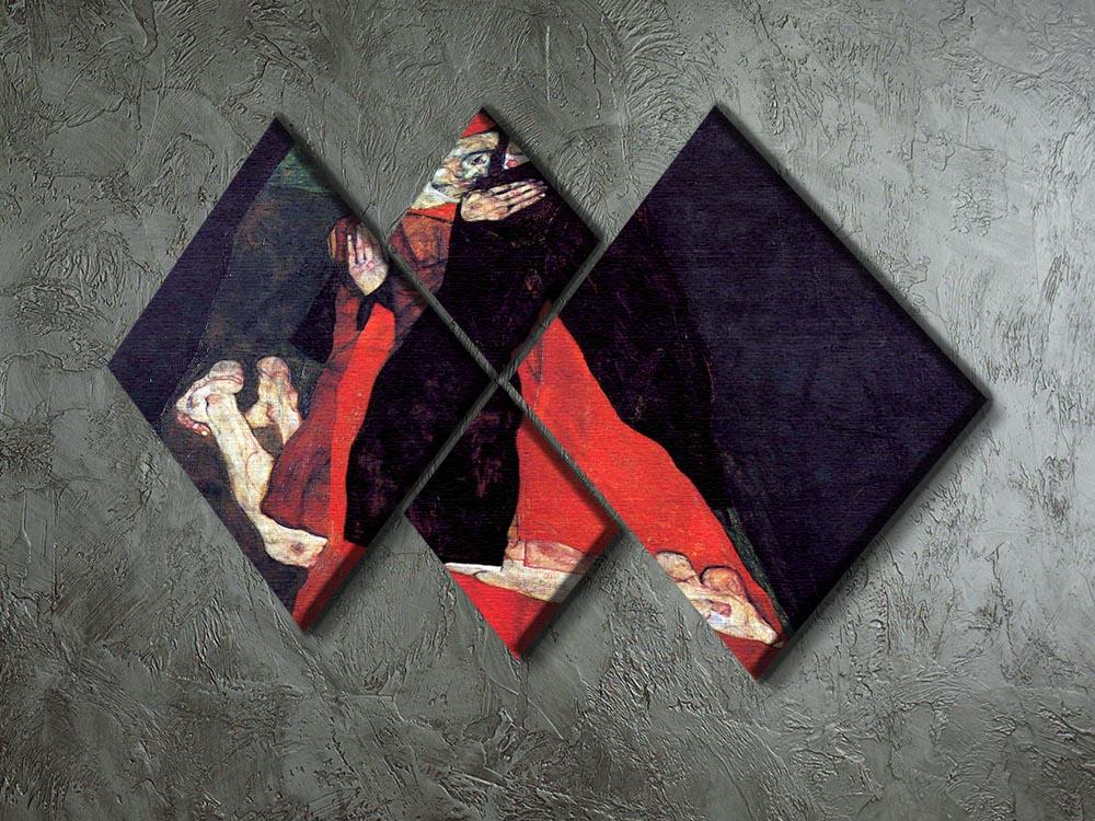 Cardinal and Nun or The caress by Egon Schiele 4 Square Multi Panel Canvas - Canvas Art Rocks - 2
