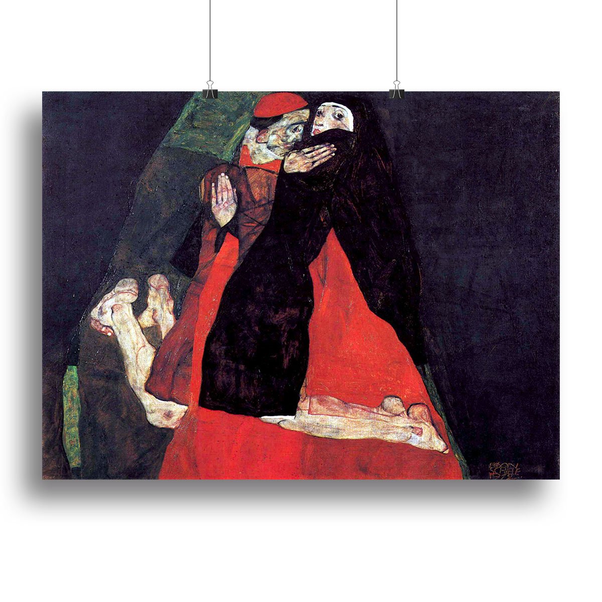 Cardinal and Nun or The caress by Egon Schiele Canvas Print or Poster