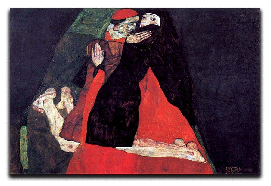Cardinal and Nun or The caress by Egon Schiele Canvas Print or Poster - Canvas Art Rocks - 1