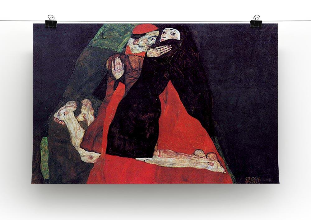 Cardinal and Nun or The caress by Egon Schiele Canvas Print or Poster - Canvas Art Rocks - 2