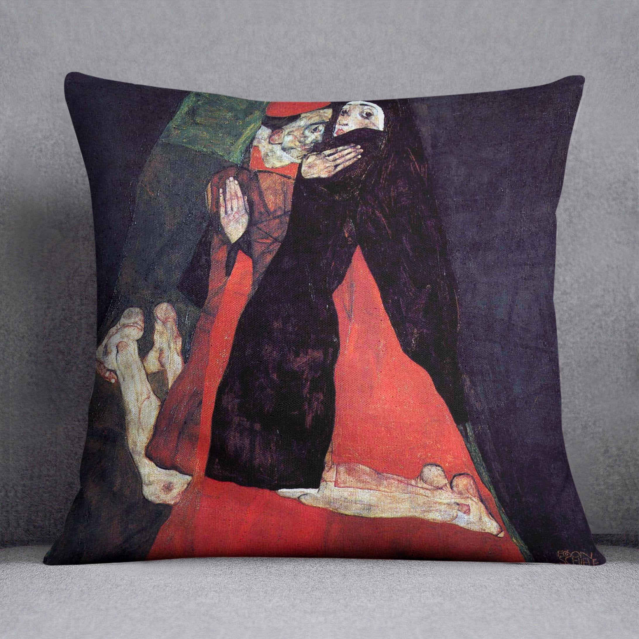 Cardinal and Nun or The caress by Egon Schiele Cushion