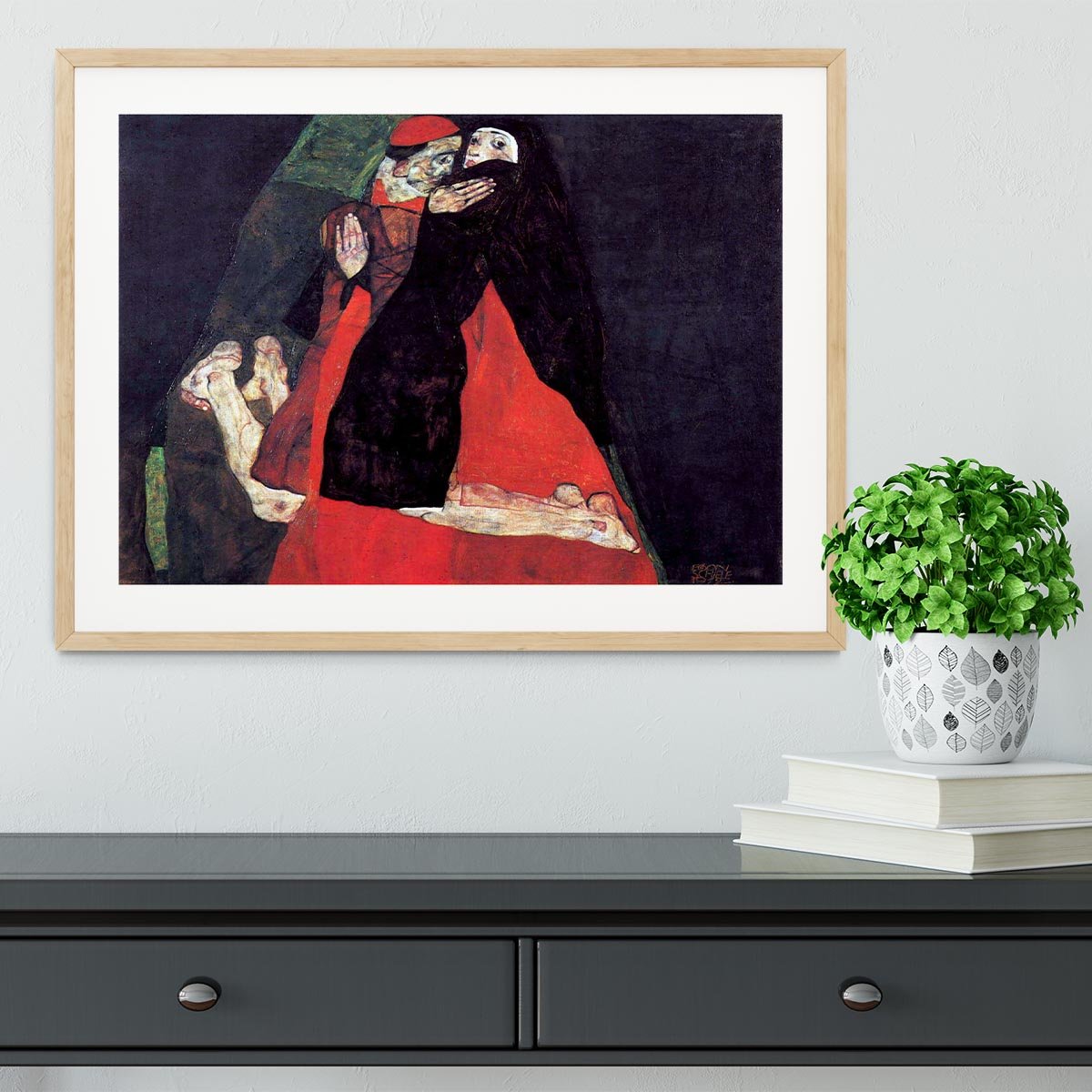 Cardinal and Nun or The caress by Egon Schiele Framed Print - Canvas Art Rocks - 3