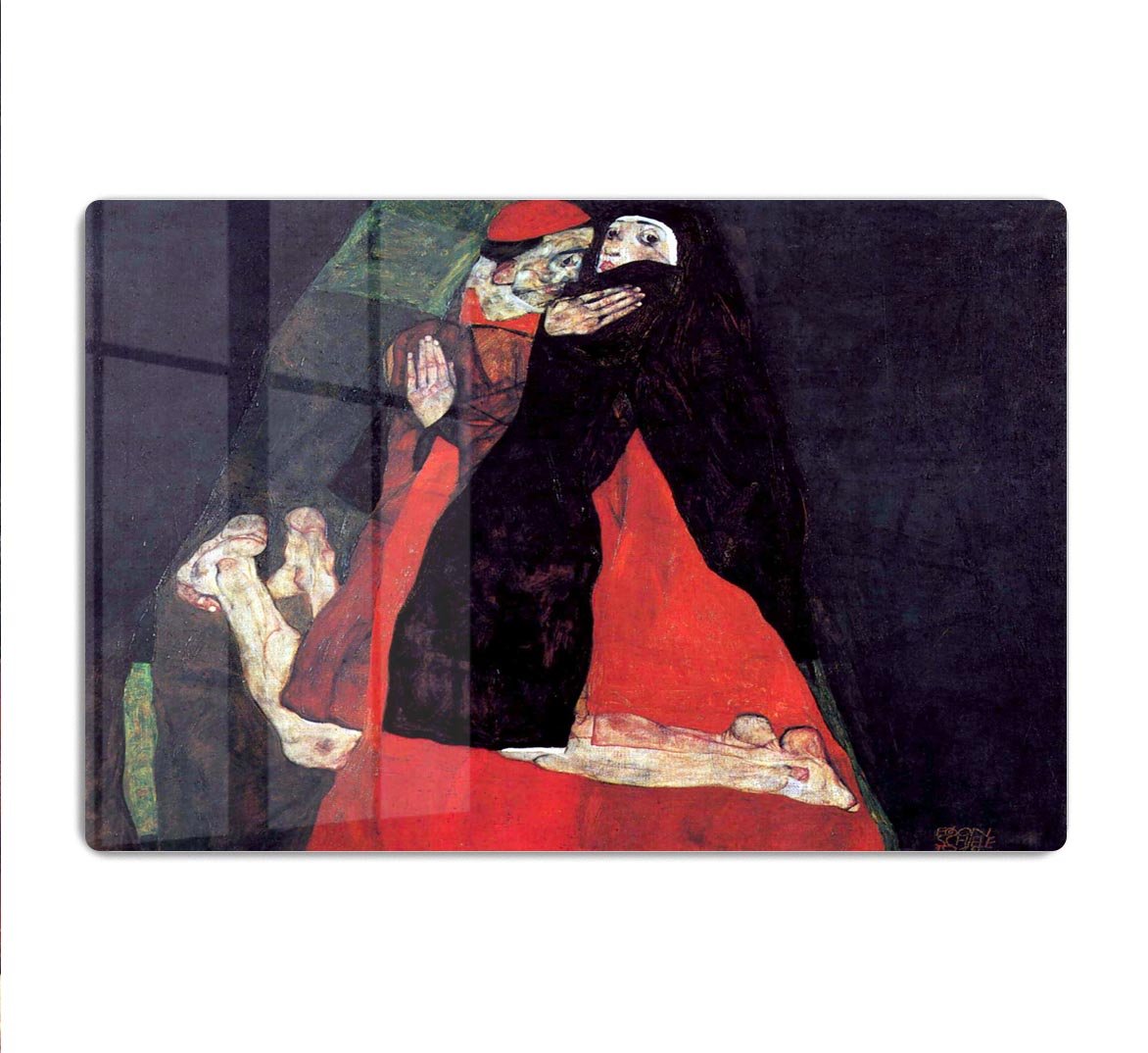 Cardinal and Nun or The caress by Egon Schiele HD Metal Print - Canvas Art Rocks - 1