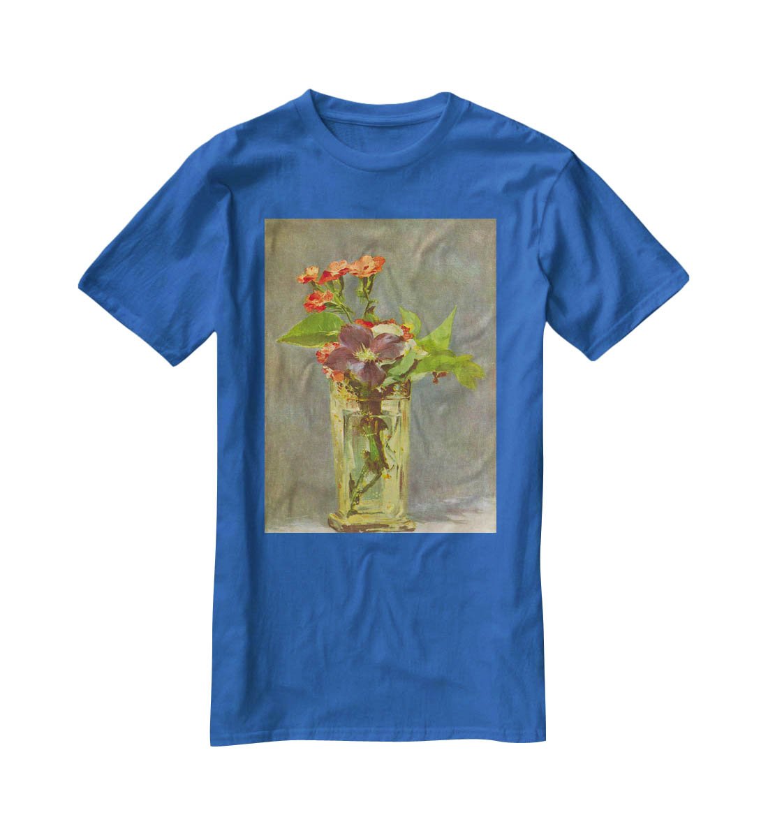 Carnations and Clematis in a Crystal Vase by Manet T-Shirt - Canvas Art Rocks - 2
