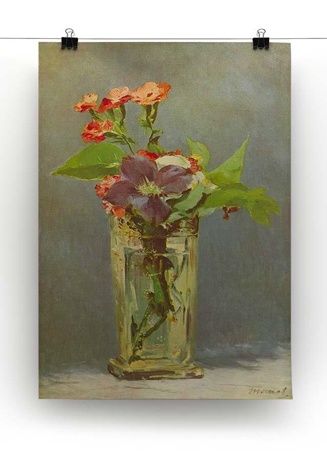 Carnations and Clematis in a Crystal Vase by Manet Canvas Print or Poster - Canvas Art Rocks - 2