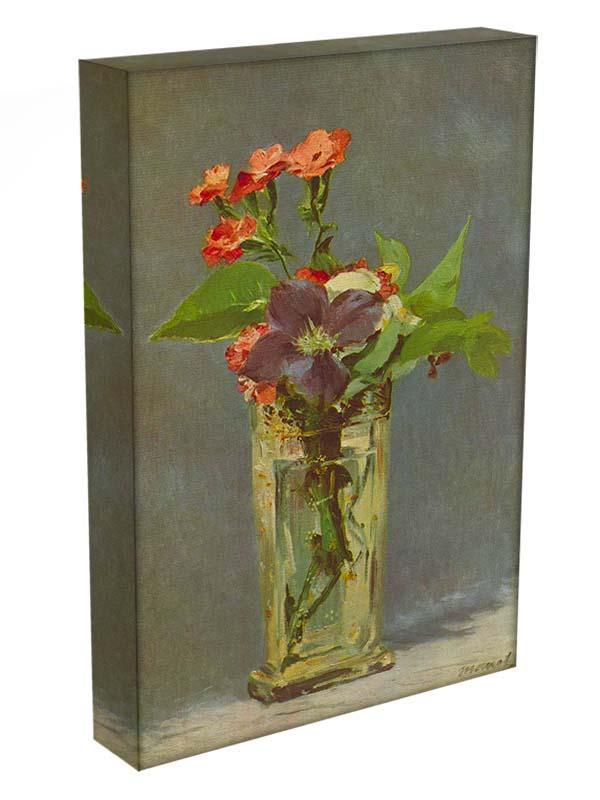 Carnations and Clematis in a Crystal Vase by Manet Canvas Print or Poster - Canvas Art Rocks - 3