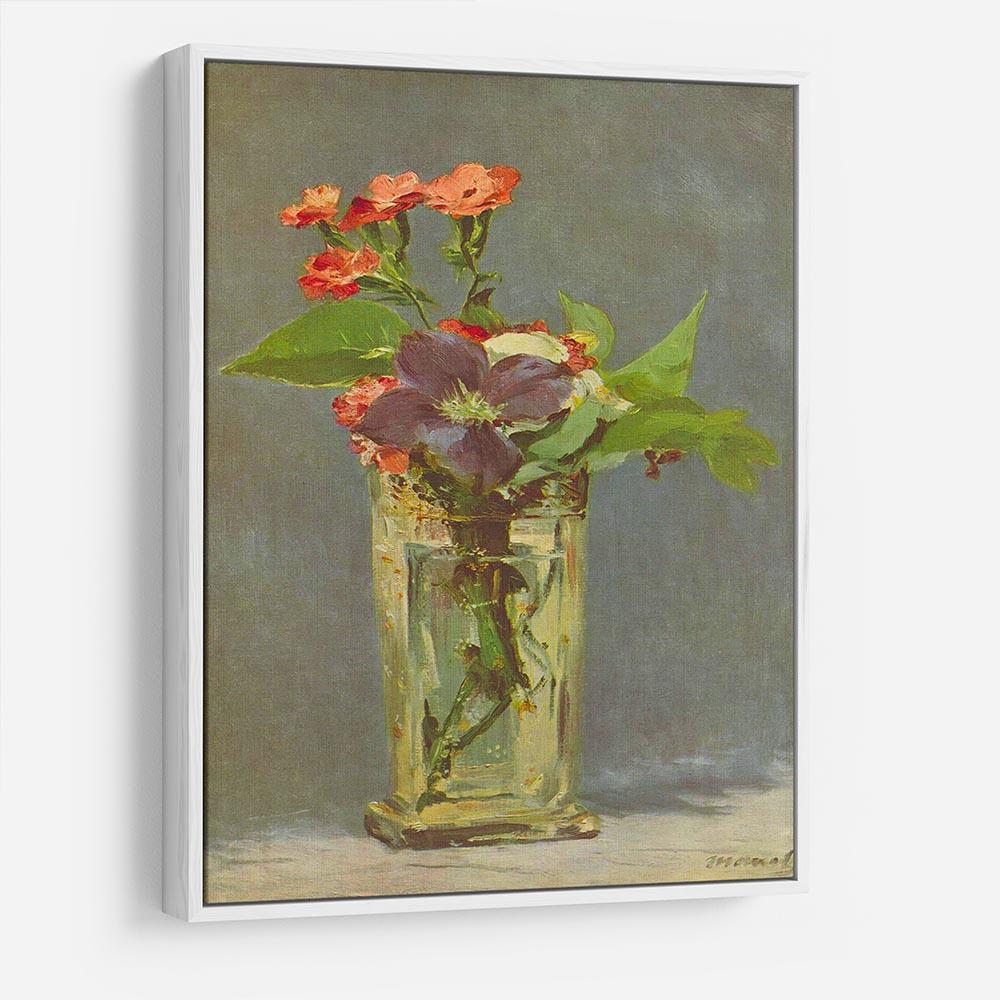 Carnations and Clematis in a Crystal Vase by Manet HD Metal Print
