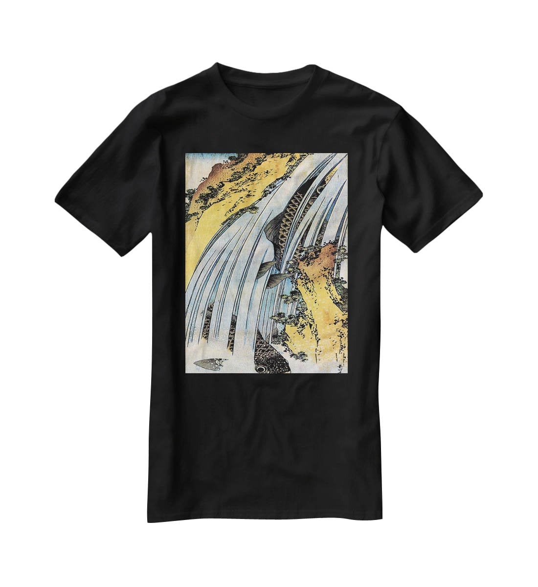 Carps ascending waterfall by Hokusai T-Shirt - Canvas Art Rocks - 1