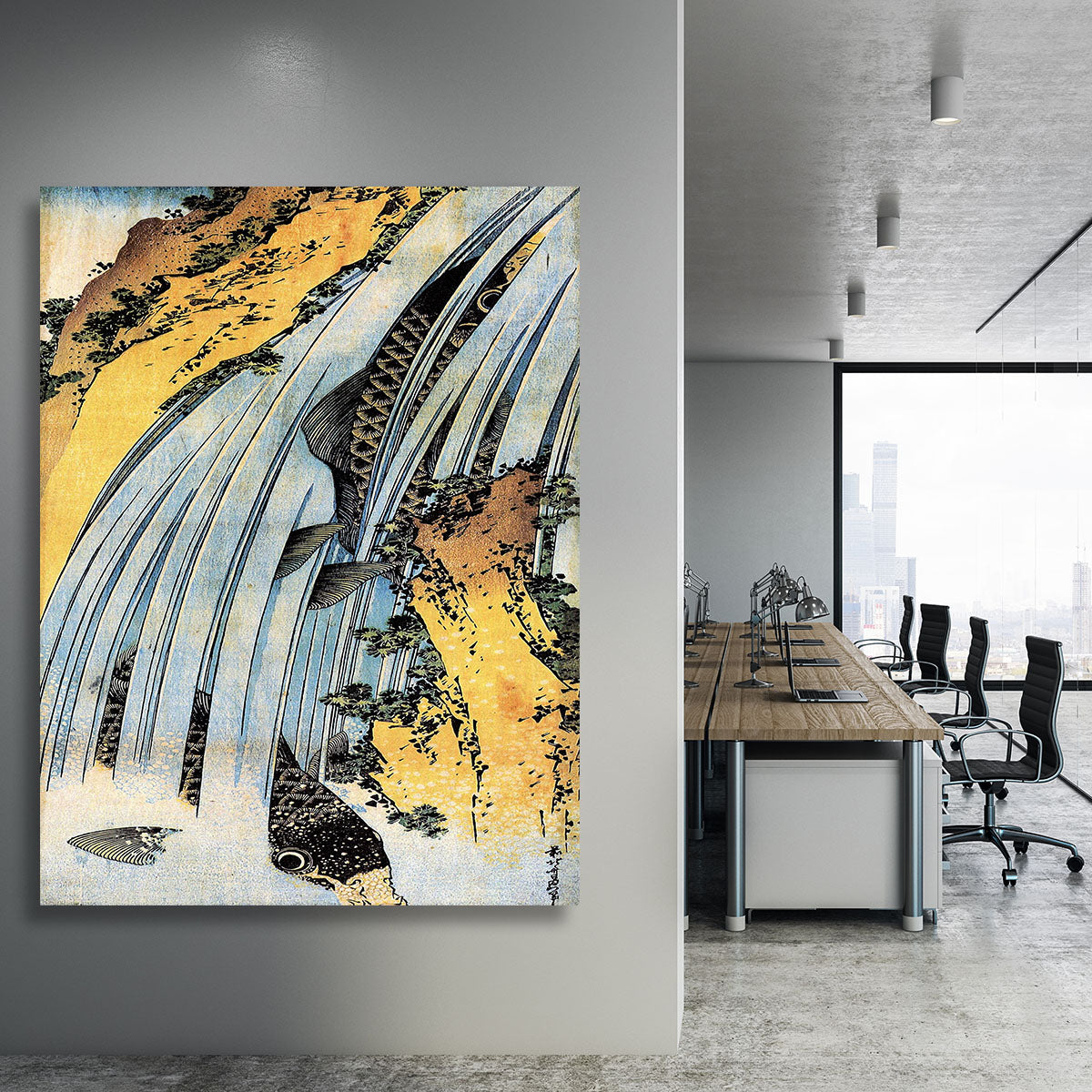 Carps ascending waterfall by Hokusai Canvas Print or Poster - Canvas Art Rocks - 3