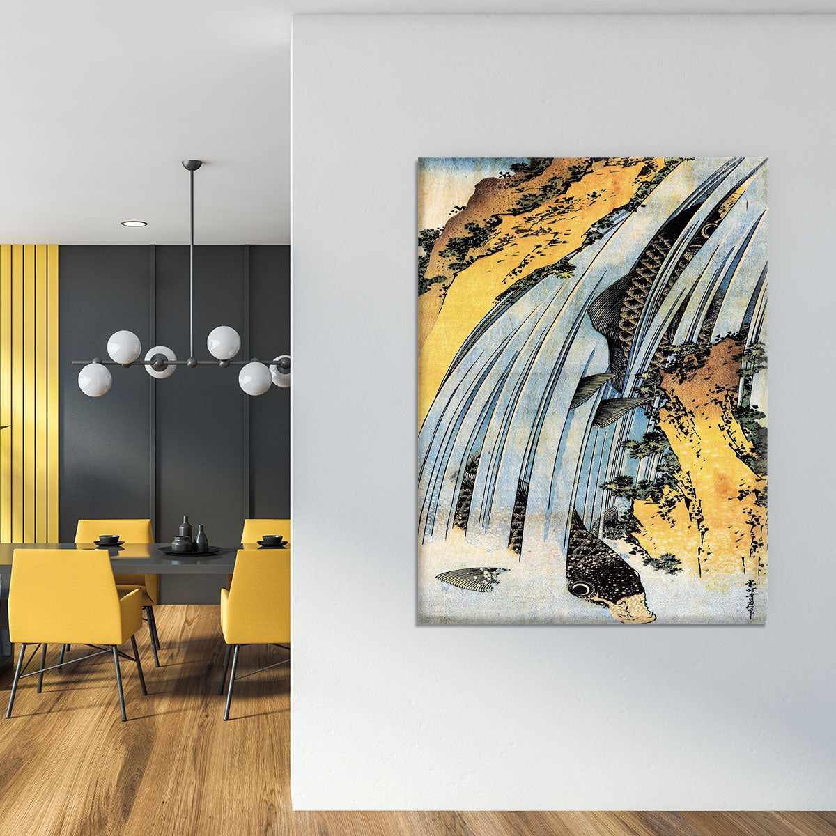 Carps ascending waterfall by Hokusai Canvas Print or Poster - Canvas Art Rocks - 4