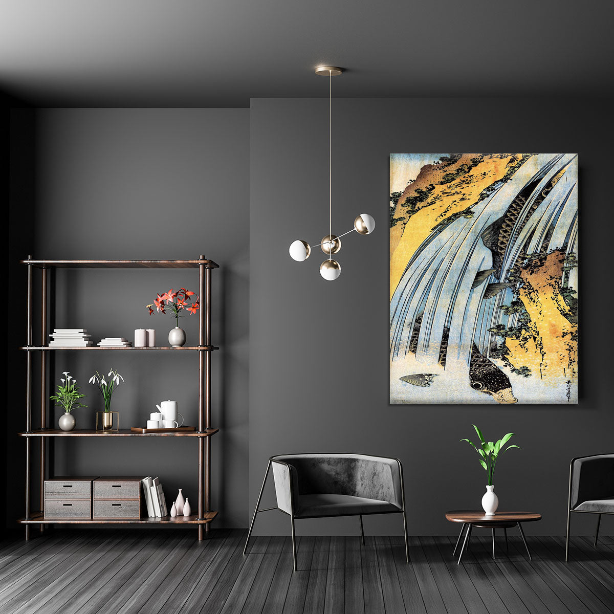 Carps ascending waterfall by Hokusai Canvas Print or Poster - Canvas Art Rocks - 5