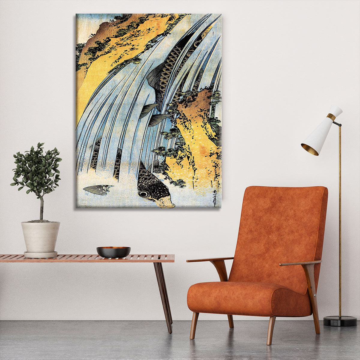 Carps ascending waterfall by Hokusai Canvas Print or Poster - Canvas Art Rocks - 6