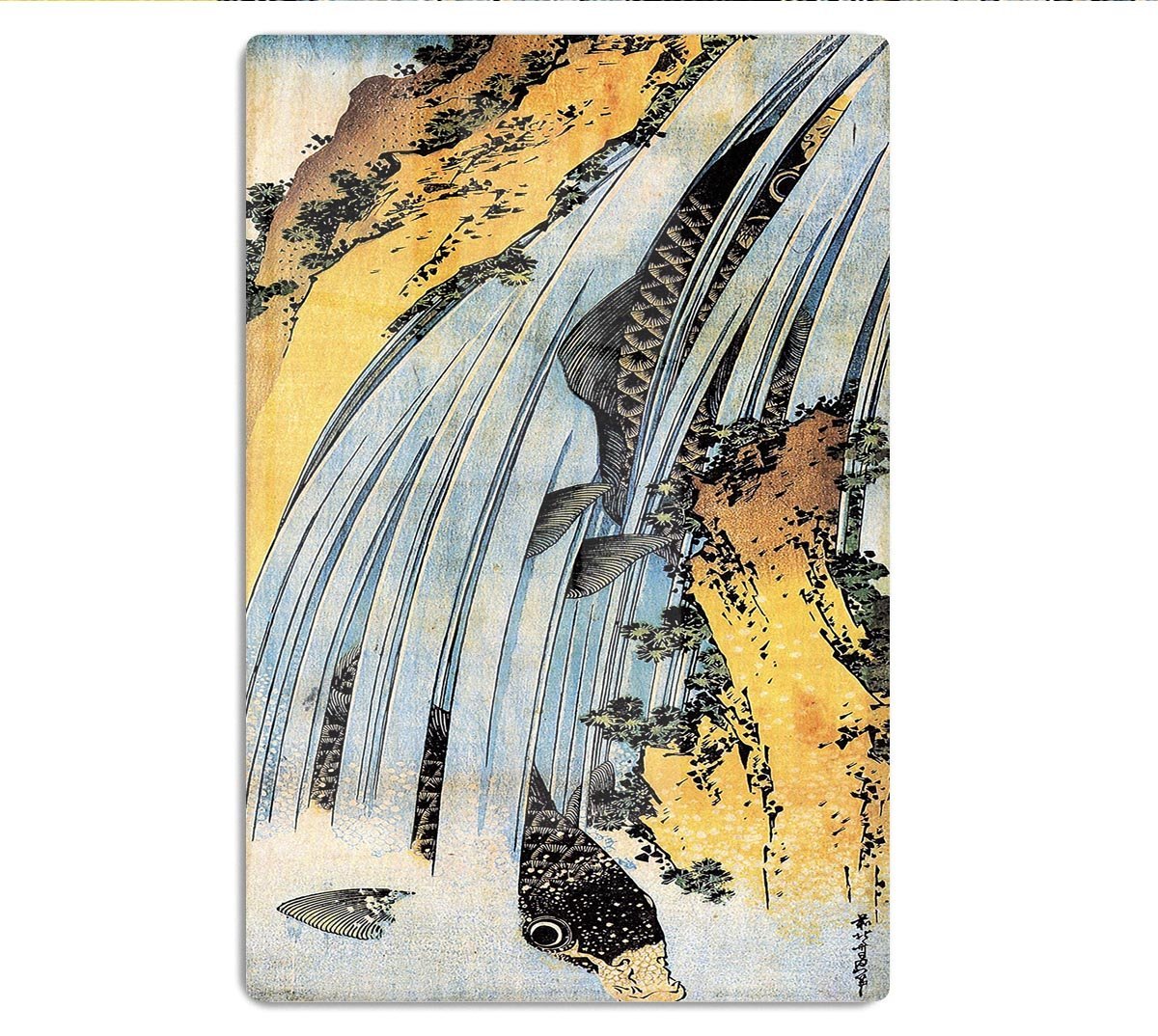 Carps ascending waterfall by Hokusai HD Metal Print