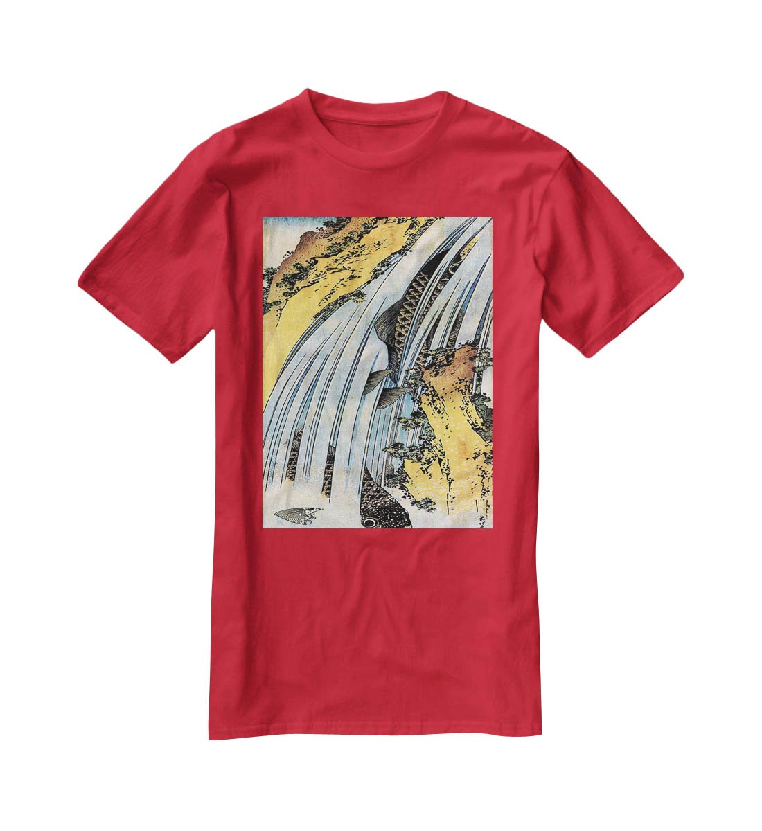 Carps ascending waterfall by Hokusai T-Shirt - Canvas Art Rocks - 4